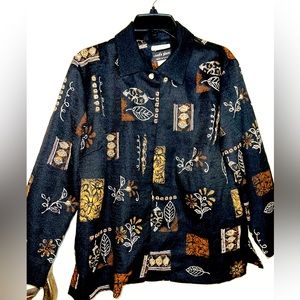 Womens Vintage button jacket with fall inspired print!